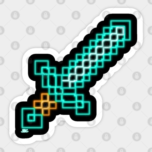 Neon Diamond Sword Sticker by SpectreSparkC